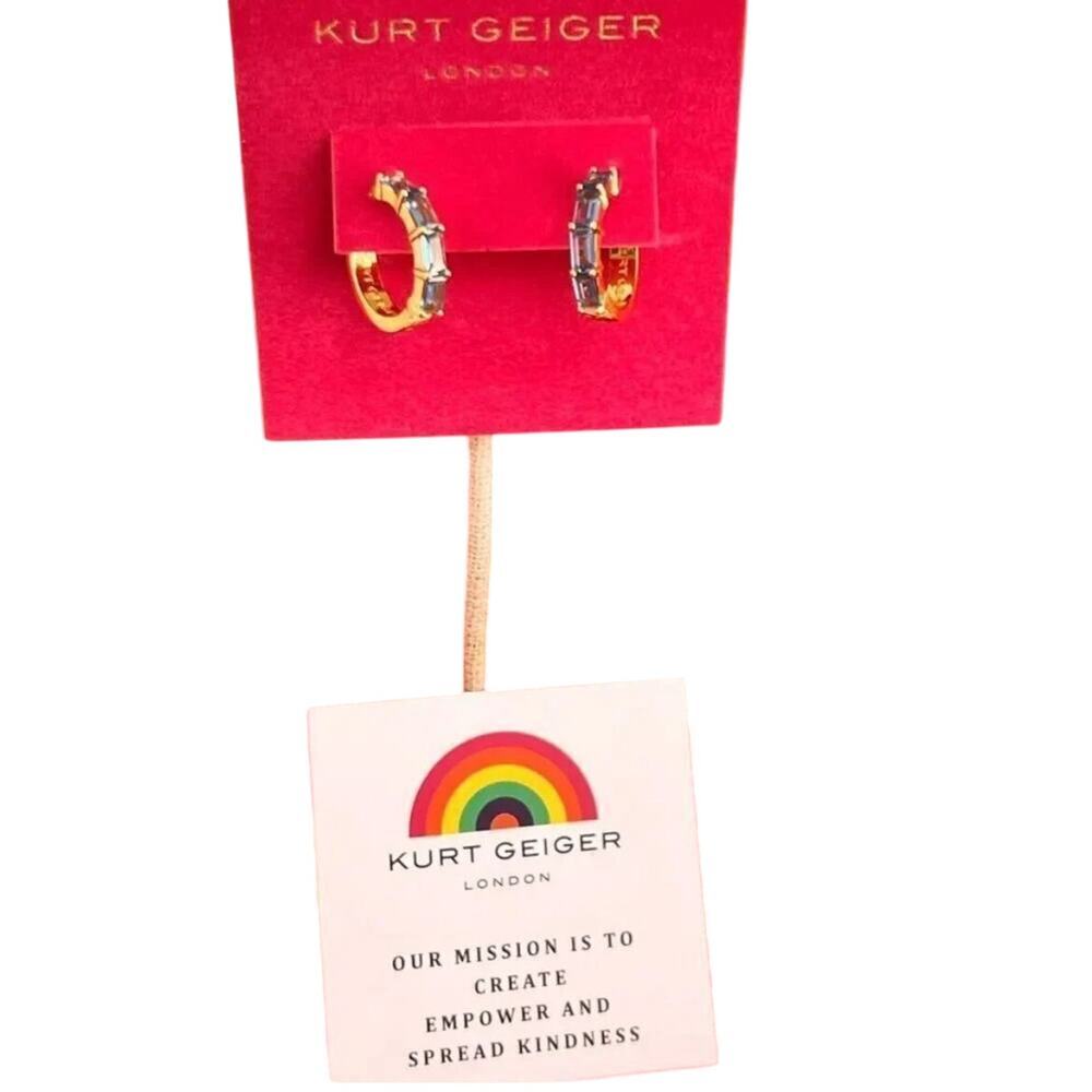 Kurt Geiger London Blue Cubic Zirconia Huggie Hoop Earrings 69$